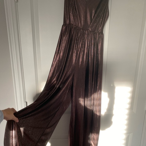 Urban Outfitters | Purple Metallic Wide Leg Jumpsuit - Picture 3 of 5